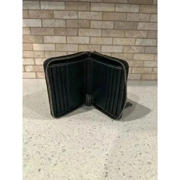 Dooney & Bourke Pebble Grain Zip Around Credit Card Wallet - Midnight Blue (g1) - Picture 3 of 3